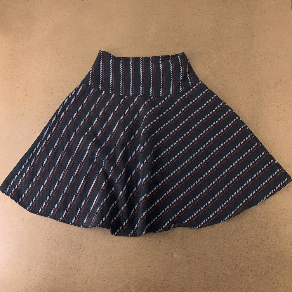 Miss L. Ray Womens Flare Skater Skirt Black White Stripe Mini Plus 18 New